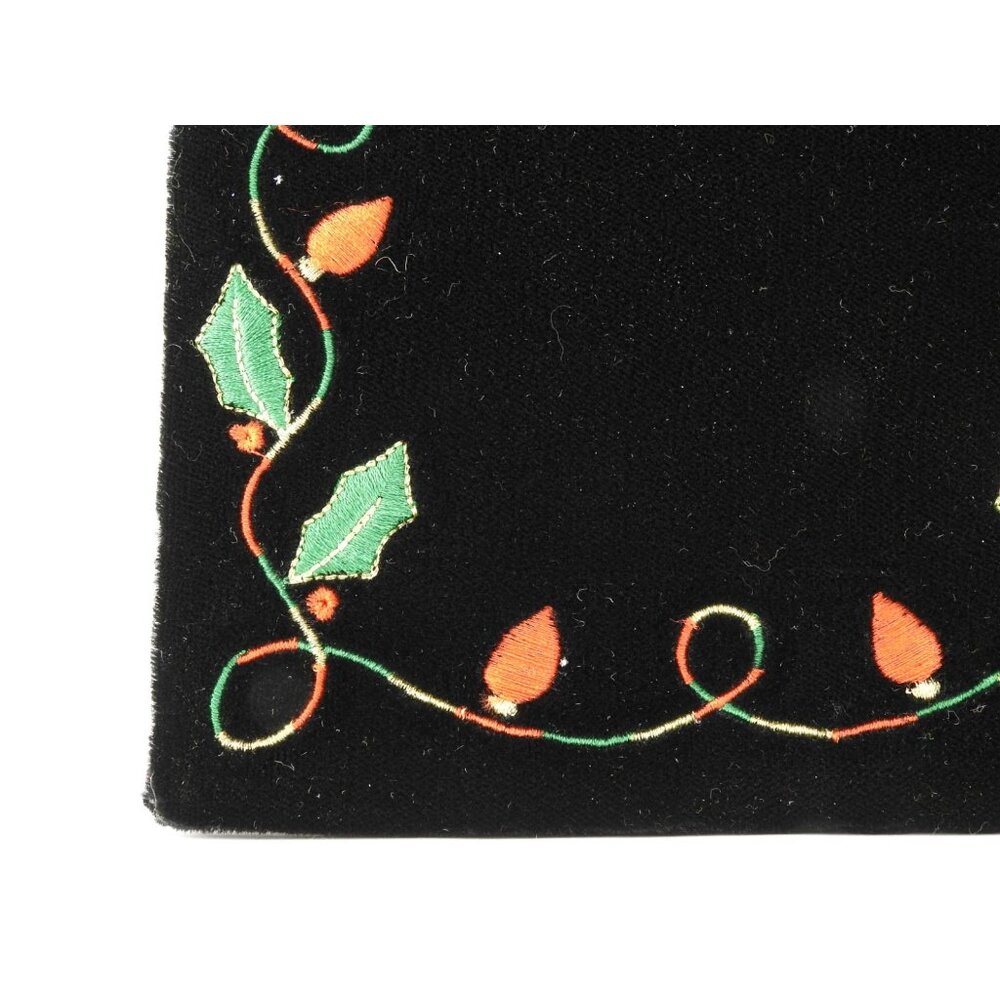 Black Velvet Purse With Christmas Bulbs Embroidered Evening Holiday Bag 7” - Picture 3 of 10